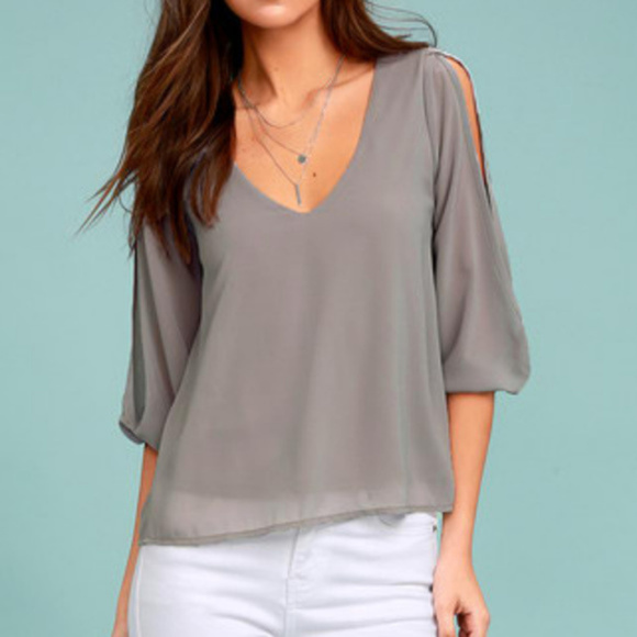 Lulus Daily Romance Grey Long Sleeve Top - Picture 1 of 6